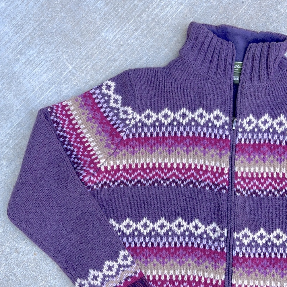 Eddie Bauer Lambswool Cardigan Sweater Full Zip Front Women's Size Large